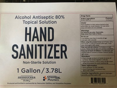 Streamline Hand Sanitizer 1 gallon.jpg 3780 mL Label - Streamline Hand Sanitizer 1 gallon